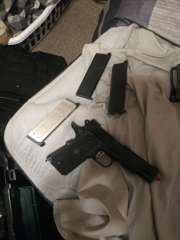 SOLD W E 1911 gbb 3 mags included threaded barrel all metal works great ...