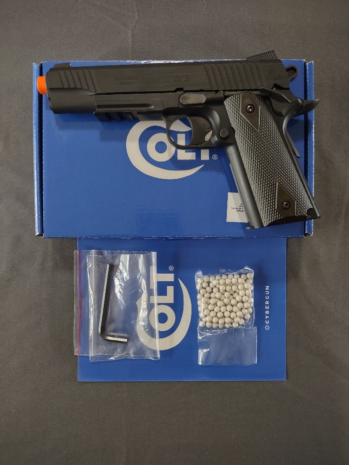 Cybergun COLT 1911 Rail Gun Stainless GBB Pistol Co2 Mag Version