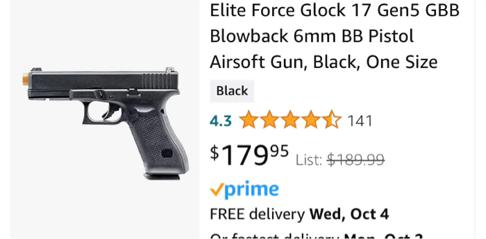  Elite Force Glock 17 Gen4 GBB Blowback 6mm BB Pistol