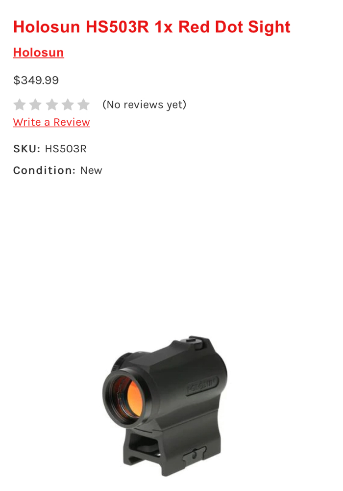 Sold new holosun 1x red dot circle hopup airsoft