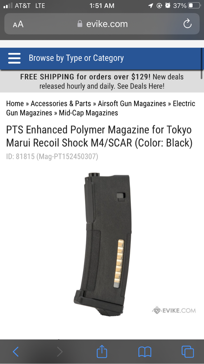 PTS EPM magazine for Recoil Shock AEG (NGRS) | HopUp Airsoft