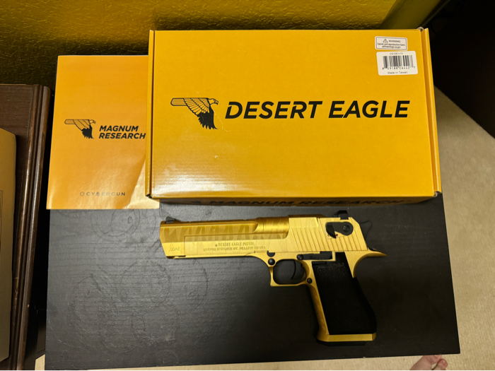 WE-Tech Desert Eagle - Full Metal Gas Blowback Airsoft Pistol by Cybergun  (Color: Gold Tigerstripe / Green Gas