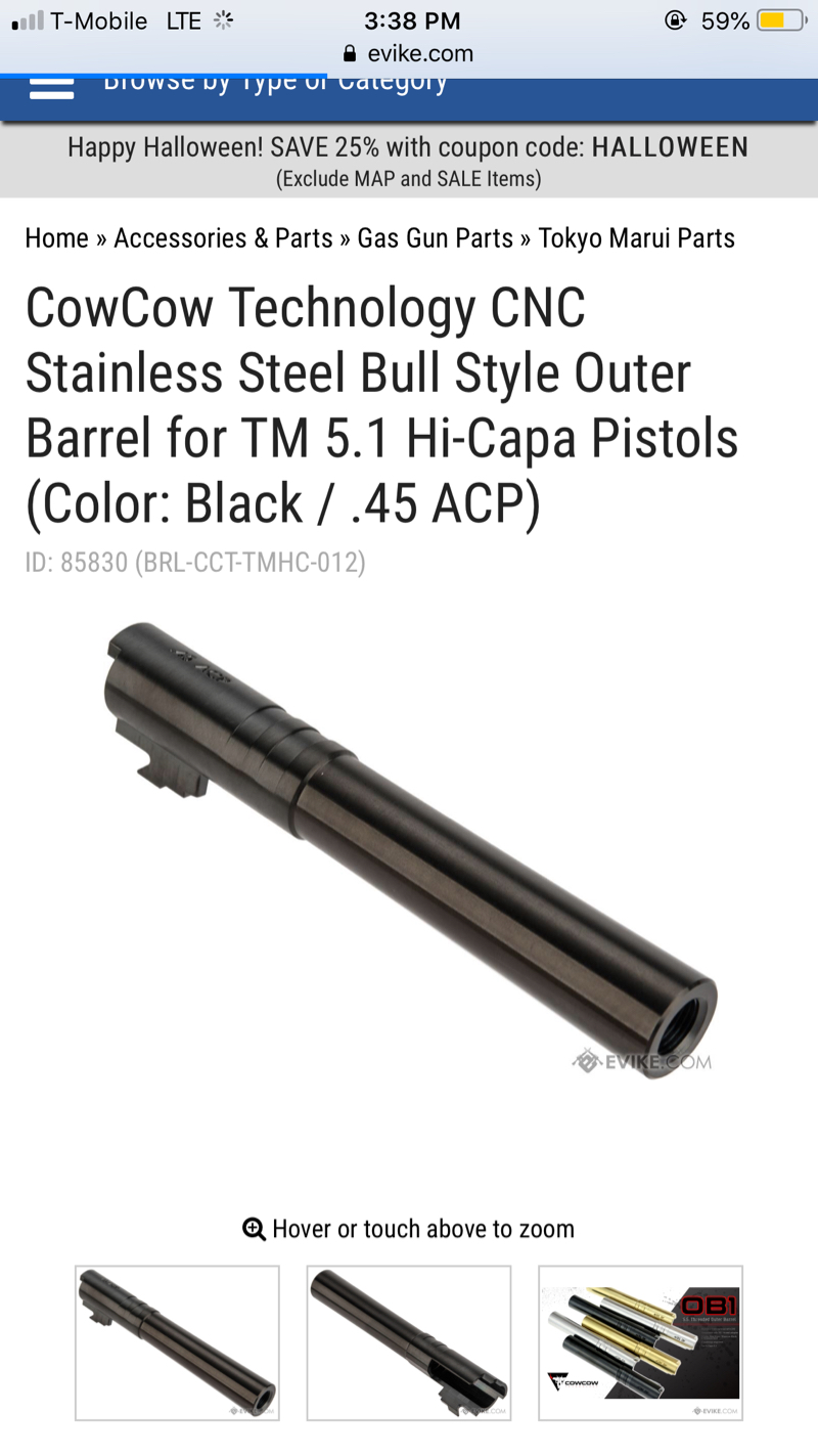 Sold Wtb Cowcow Hi Capa Outer Barrel Hopup Airsoft