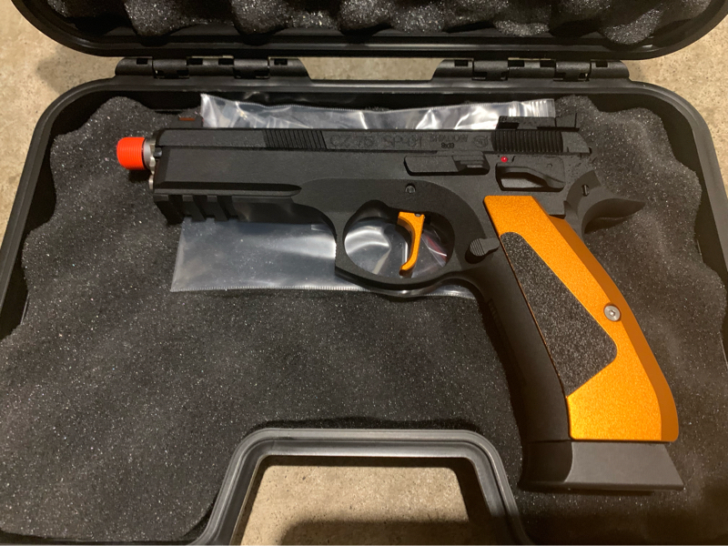 SOLD ASG CZ 75 Orange Edition: Brand New, with 2 co2 mags and case ...