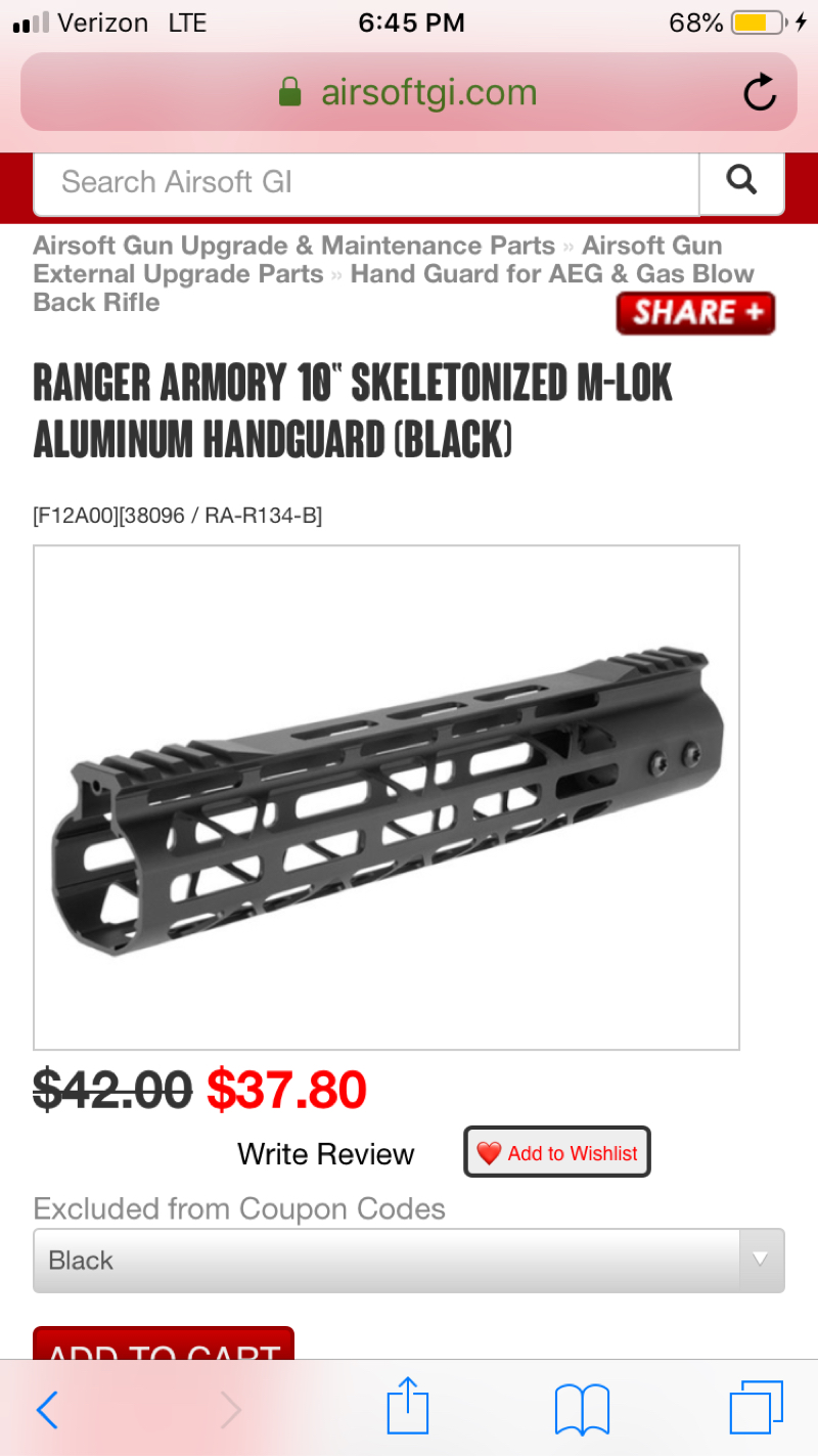 SOLD ranger armory rail | HopUp Airsoft