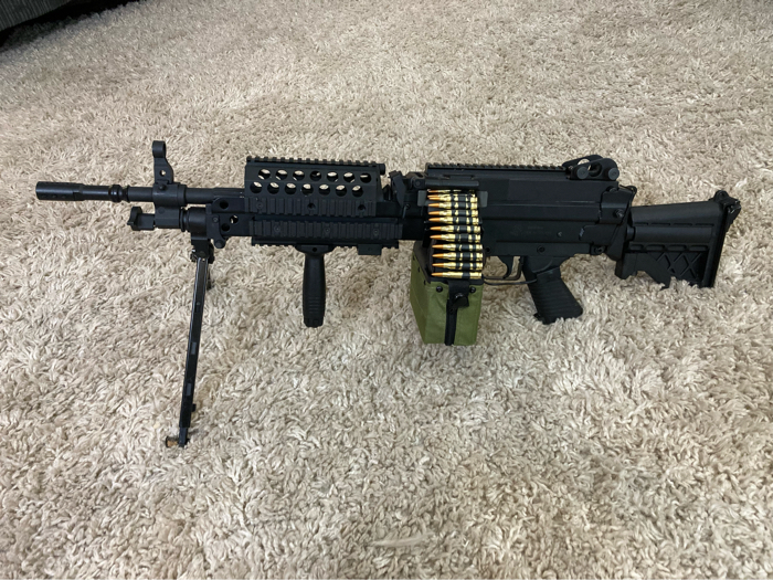 SOLD A&K Cybergun FN licensed M249 MK46 LMG with upgrades and accessories  and extra parts | HopUp Airsoft