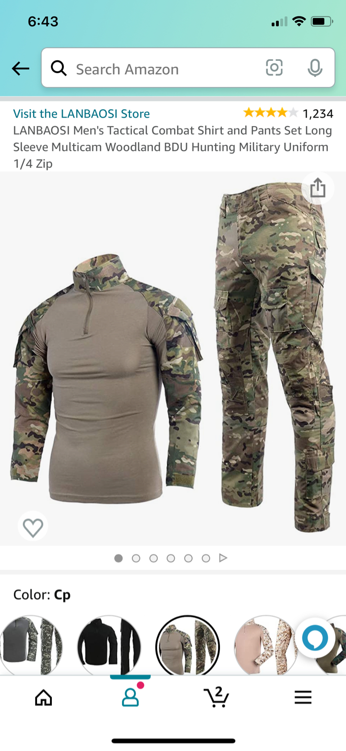 Lanbaosi Men's Woodland Tactical Shirt & Pants; Size L